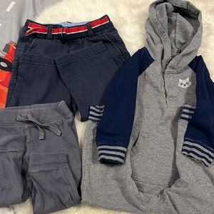 Toddler boys 18 M bundle includes Romper,Tommy Hilfiger pants, old navy pajamas